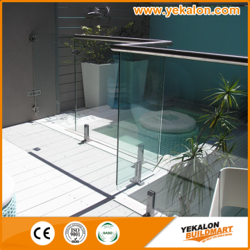 2016 Stainless Steel Glass Railing/ Fence for Swimming Pool with Stainless Steel Handrail and Square Baluster
