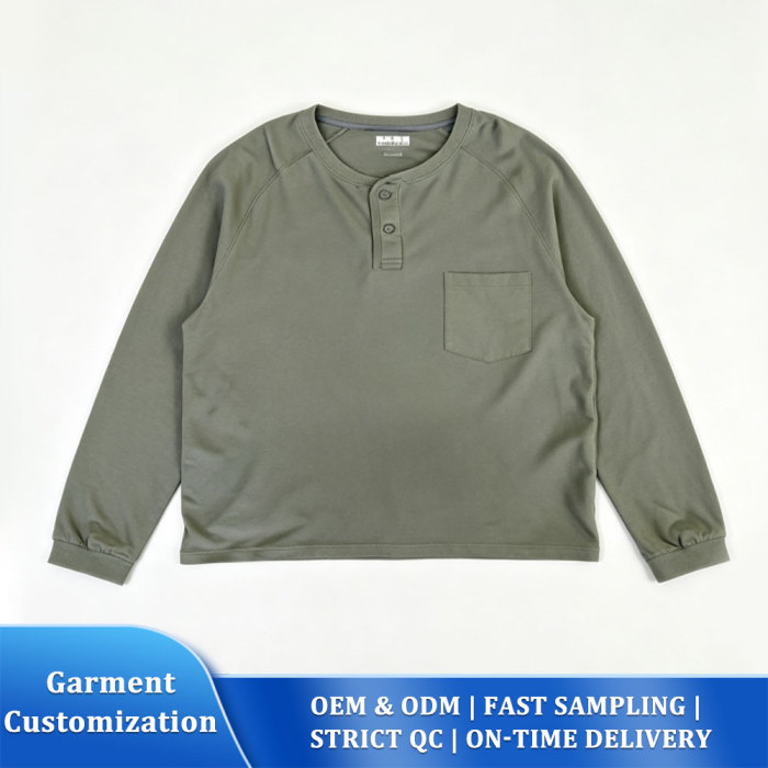 Maglietta a maniche lunghe Raglan Henley