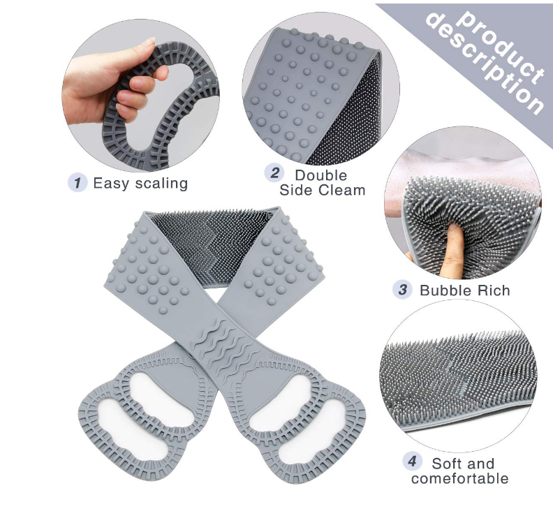Exfoliating Long Double Side Silicone Bath Scrubber
