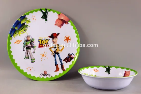 BPA Free Food Grade Melamine Dinner Plate And Bowl Set For Children