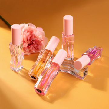 Wavy Tube Plumping Fruit Lip Oil: Luxury Clear Moisturizing Lip Balm with Custom Logo, Vegan and Hot Sale