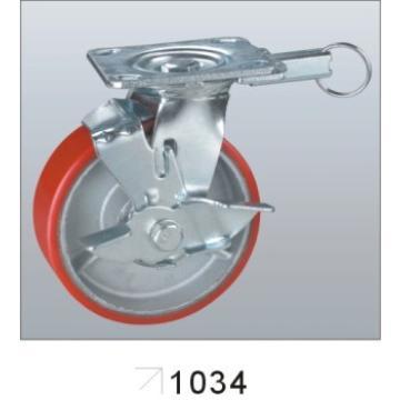 PU Caster Mold on Cast Iron Wheel, Double Ball Bearing, Heavy Duty