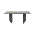 Artificial marble table top Mesa Carbon steel black Leg Table sets
