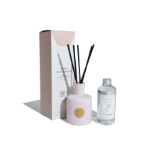 Wholesale Luxury Customised Round Pink Glass Bottle Floral Reed Diffuser Perfume With Box