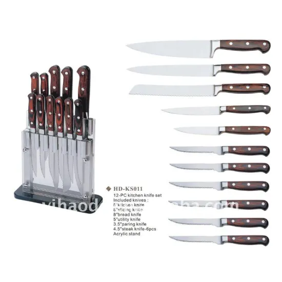 11pcs kitchen knife set with wooden block