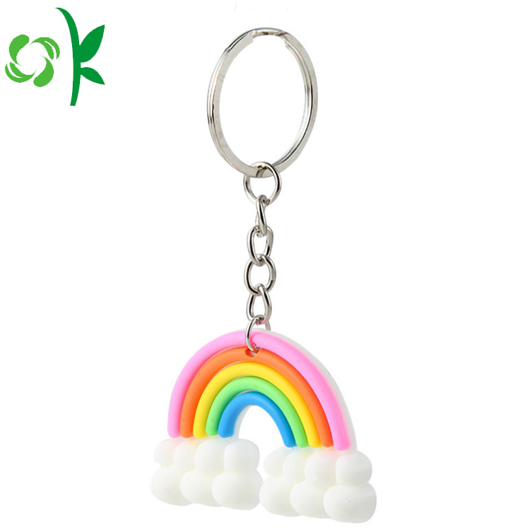 Lovely Design Silicone Keychain Rainbow Shape Custom Keyring