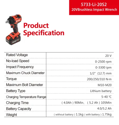 DEVON 20V Lithium Battery Wrench 350NM