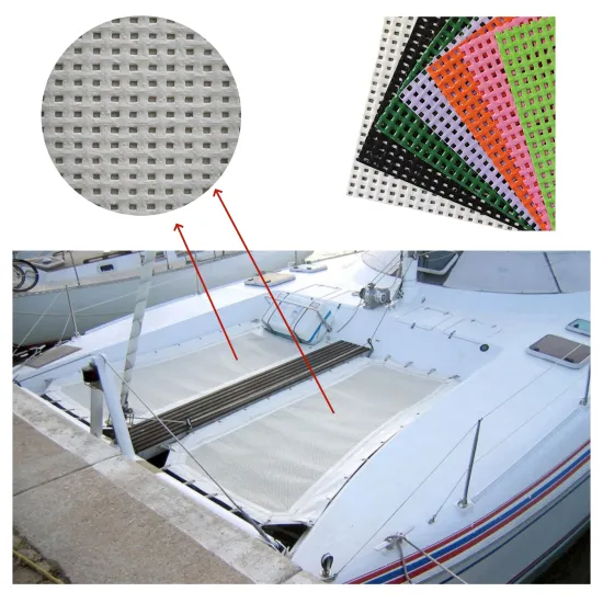 High Tearing Resistance and Anti-UV PVC-Coated Polyester Mesh Fabric: Ideal for Catamaran Trampolines and Tarpaulins