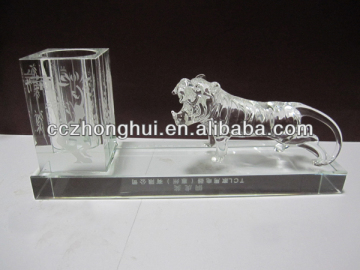 3D tiger model crystal pen holder
