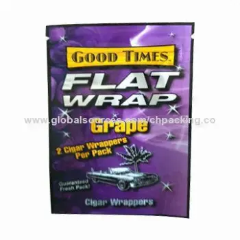 Plastic packing cigar wrap pouches with zipper, up to 10 colors printing