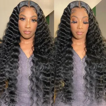 13X4 Crimps Curls Loose Deep Wave Lace Front Wigs 100% Virgin Human Hair Wigs