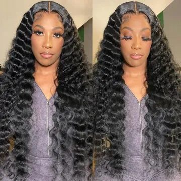 13X4 Crimps Curls Loose Deep Wave Lace Front Wigs 100% Virgin Human Hair Wigs