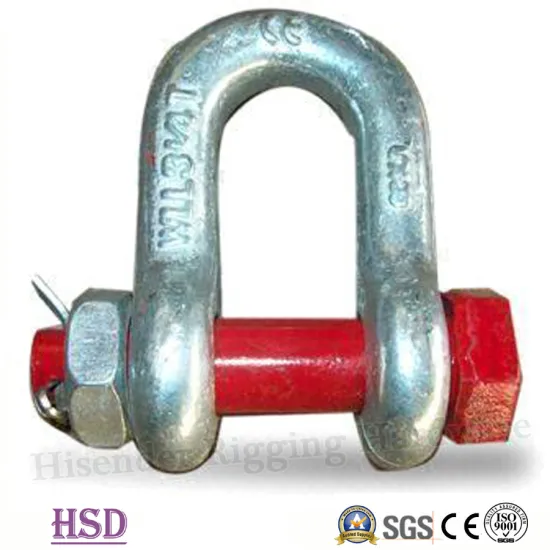 Us Type Drop Forged G2150 D Shackle with Safety Nut