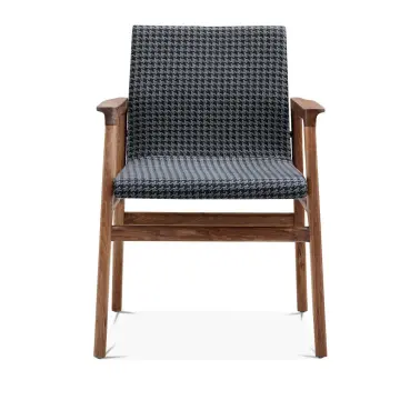 Fabic Chair with Arms Wood Modern Dining Chair