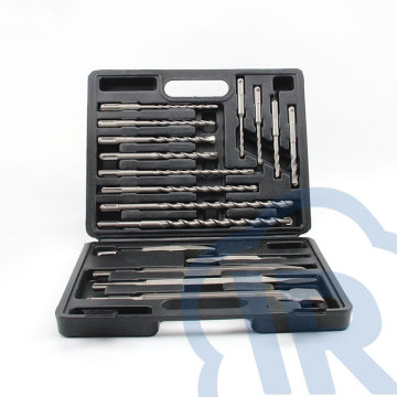 SDS Plus Electric Hammer Drill Bit and Chisel Set - 17 Piece Concrete Drilling Kit