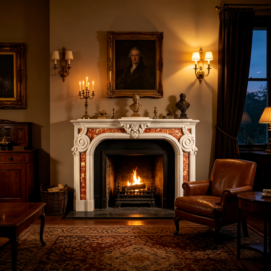 Antique-Style-Stone-Fireplace-Surround-With-Intricate-Carvings