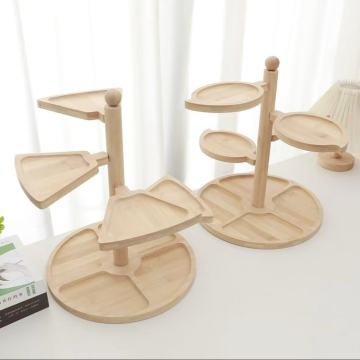 Versatile Wooden Rotating Tray for Food Organization
