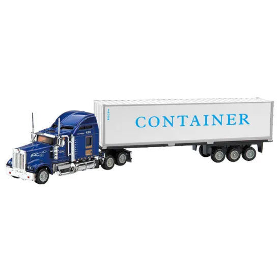 Customizable 1:48 Scale Metal Transport Truck Toy with Trailer and Container for Gifts