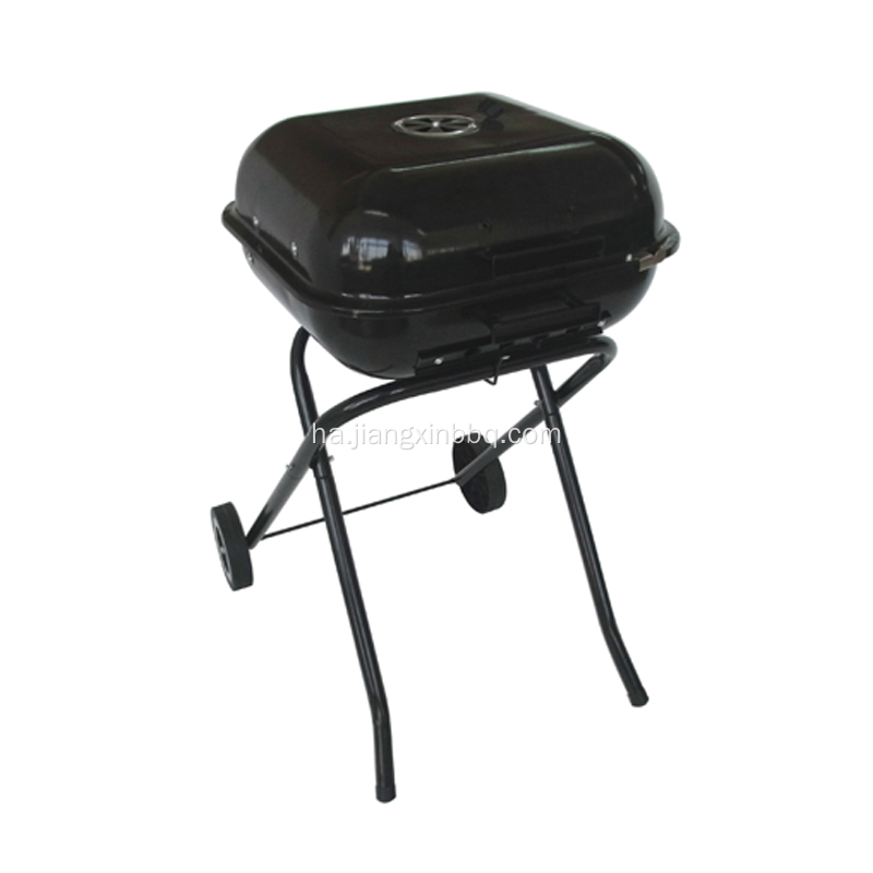 18" Square Foldable Charcoal Grill with Trolley
