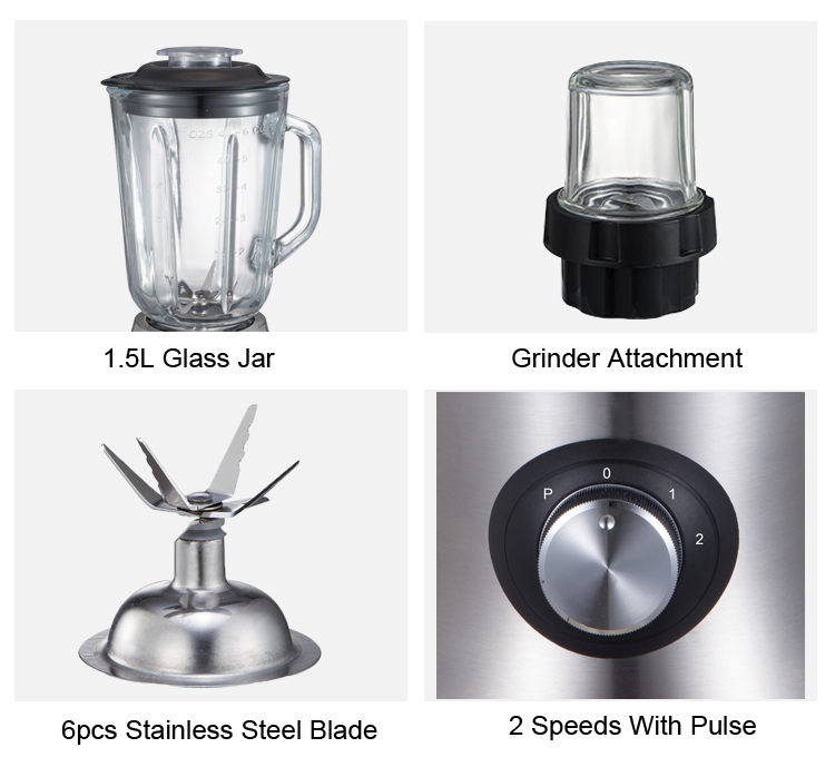Stainless Steel 1.5L Blender Glass Jug Uk