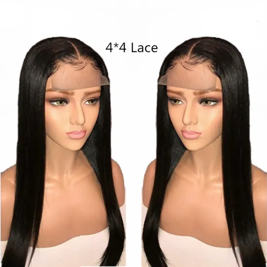 150% 180%  200% Wholesale 4x4 Lace Closure Wig Vendors 100%Aligned Cuticle Wig  4x4 Closure Natural Straight Human Hair Wigs