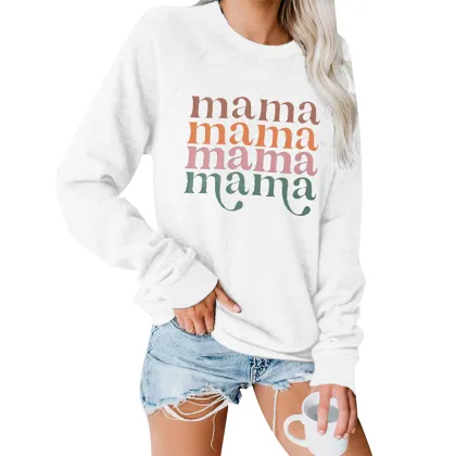 Women's Mama Letter Loose Top Pullover