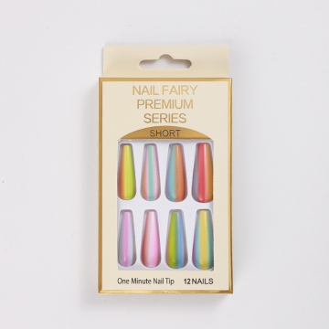 12-Piece Set of Mixed Color Ballerina-Shape Press-On Nails for Nail Decoration