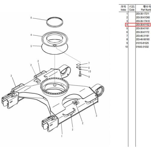 Komatsu pc130-8 крышка 203-30-61152