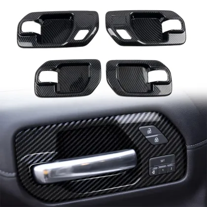 Carbon Fiber Inner Door Handle Trim Panel Cover for Chevy Silverado 1500 & GMC Sierra 2019-2023