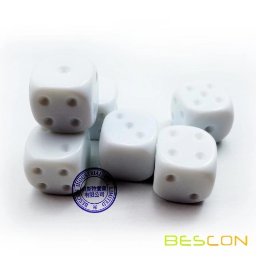 50 Pcs 16MM Blank White Dice Set Acrylic Rounded D6 Dice Cubes for
