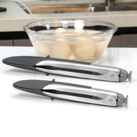 Professional Stainless Steel BBQ Tongs with Non-Slip Silicone Tips - Perfect for Non-Stick Cooking Pans