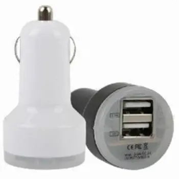 Dual USB port mini car charger for mobile devices/iPad, 10 colors