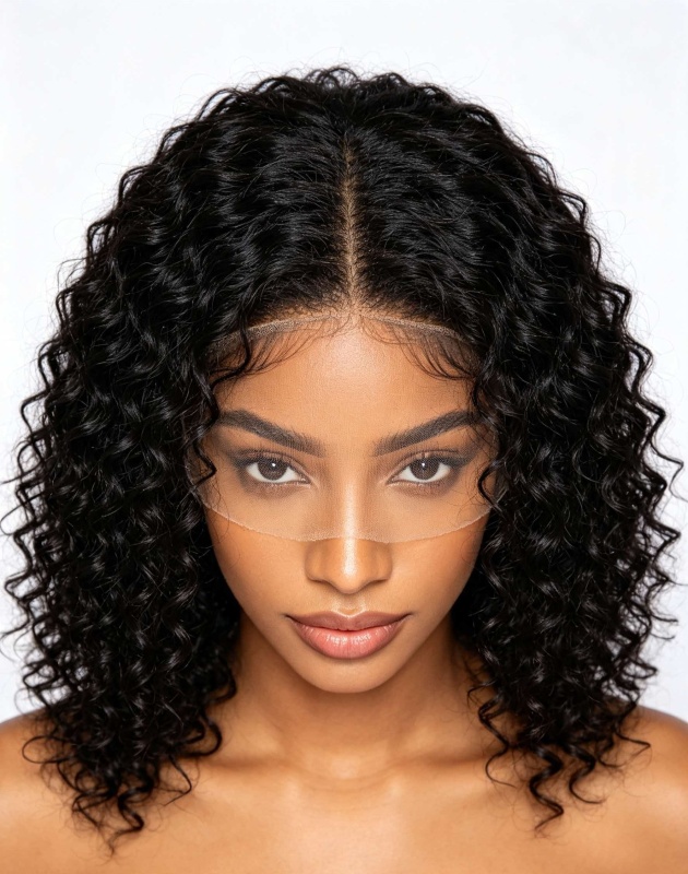 Kinky Curly 13×4 Lace Front Natural Black Human Hair Wig,12‑32 Inch