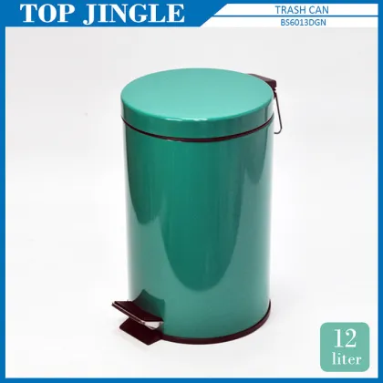 Hot Sale Green Metal Trash Bin with Pedal and Handle