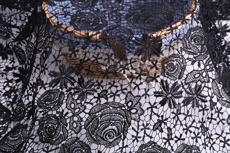 Shiny Black Guipure Fabric