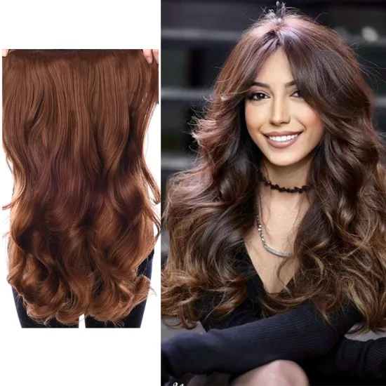 Cheap Ombre 24inches Heat Resistant Fiber Curly Natural Long Wavy One Piece Clip in Hair Extension Synthetic Hair Extensions