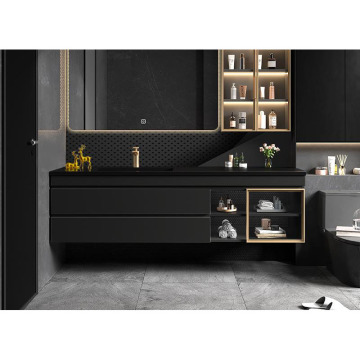 Modern Solid Wood Bathroom Vanity with MDF Lacquer Surface, Wall-Mounted Set Including Mirror