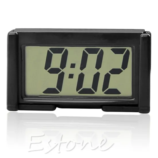 Interior Car Auto Dashboard Desk Digital Clock LCD Screen Self-Adhesive Bracket Nice Gifts