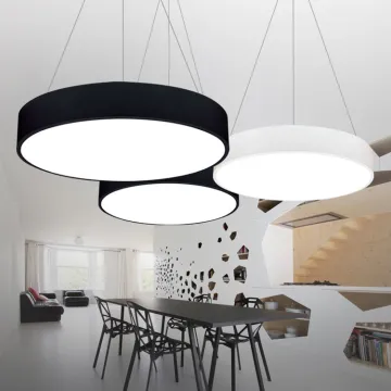 Modern Black Round LED Chandelier Surface Mounted Ring Pendant Light