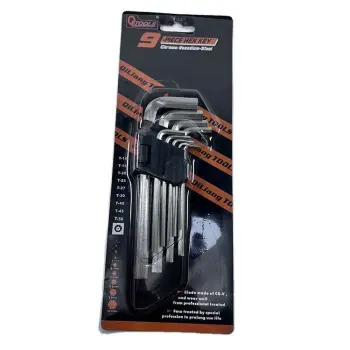 9PCS Extra Long Hexagon Key L Shaped Wrench Set - Both Ends Hex Key Wrench