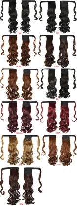 Long culry cambodian blonde elastic pony tail bands pony tail hair extension