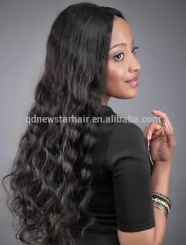 Cheap Price Stock Black Color 20'' Long Wavy Indian Remy Hair Full Lace Lady Wigs