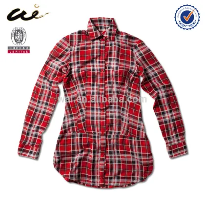 cotton tunic plaid shirt;custom shirt;lady shirt;girl shirt;work shirt