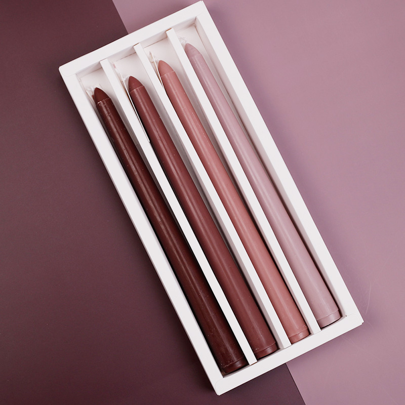 4pcs каляровыя вячэры Канічныя свечкі на вясельныя Каляды