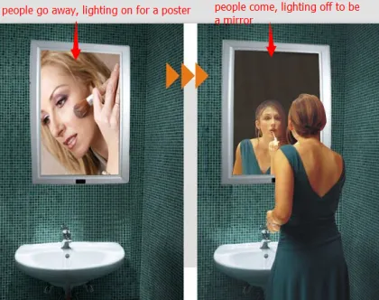 magic mirror advertising display sensor light box