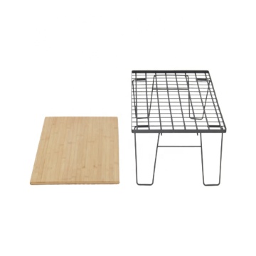 Portable Bamboo Barbecue Table: Outdoor Folding Grid Solid Planks