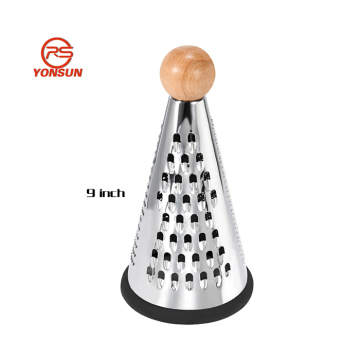3-Sides Conical Stainless Steel Manual Grater for Potatoes, Carrots, Cheese, and Lemons