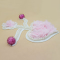 Patch coeur aimant broderie rose perle