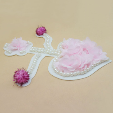 Pearl pink rose embroidery loving heart patch