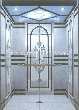 Mirror etched car walls, VVVF drive small machine room passenger elevator